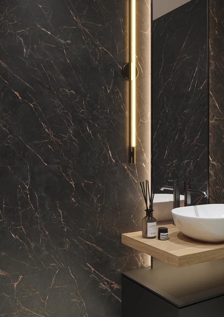 Deluxe Marble Black Matt Rect. 60x60 CM Klinker - KakelExpress