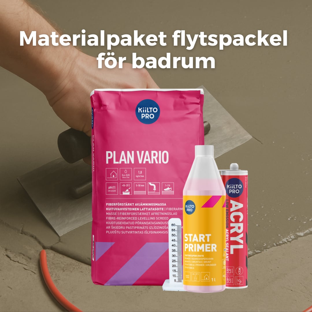 Materialpaket flytspackel för badrum 3 kvm Kiilto
