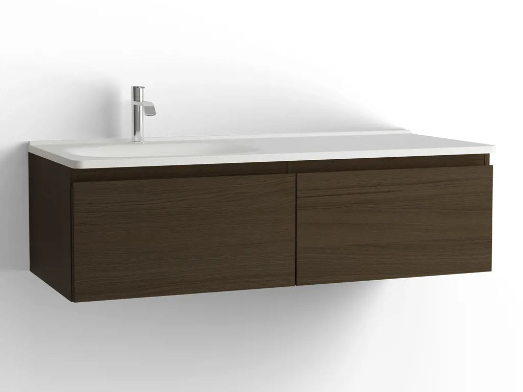 Tvättställsskåp Flow 1200 Brun ek med 2 lådor Vedum