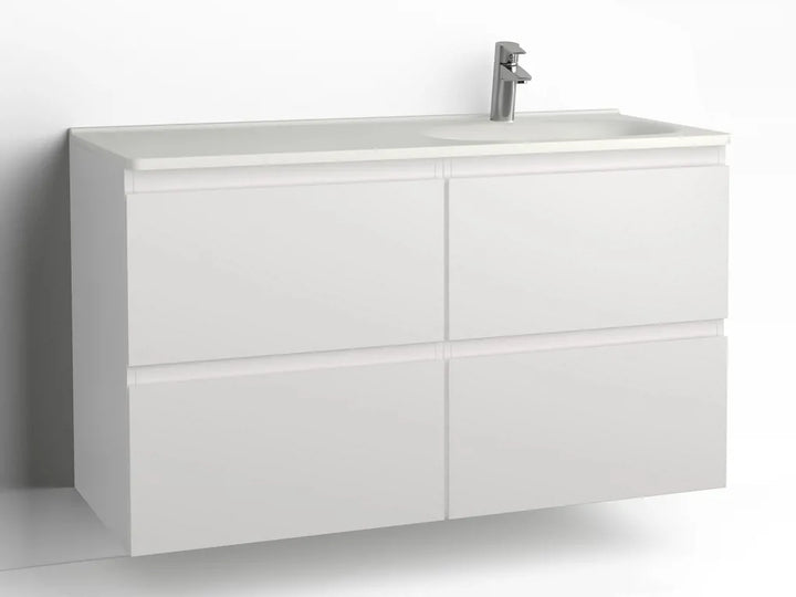 Tvättställsskåp Flow 1200 Vit med 4 lådor Vedum