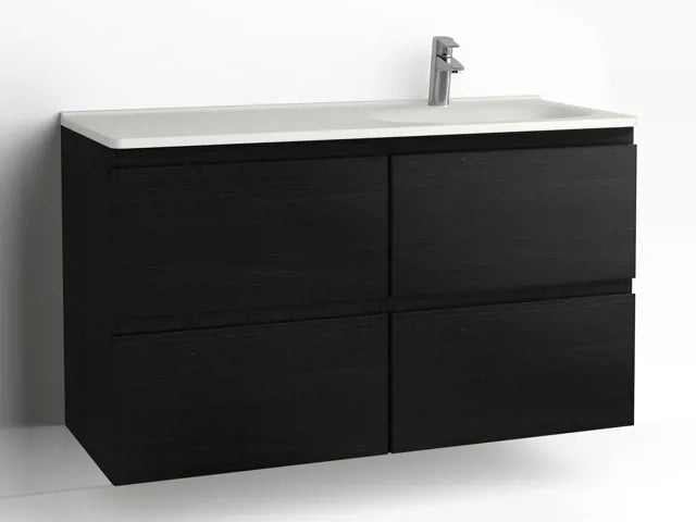 Tvättställsskåp Flow 1200 Svart Ask med 4 lådor Vedum