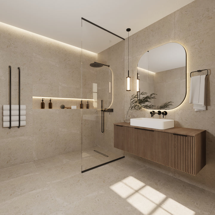 Kalksten Klinker Beige Matt Rect. 60x60 CM Klinker - KakelExpress