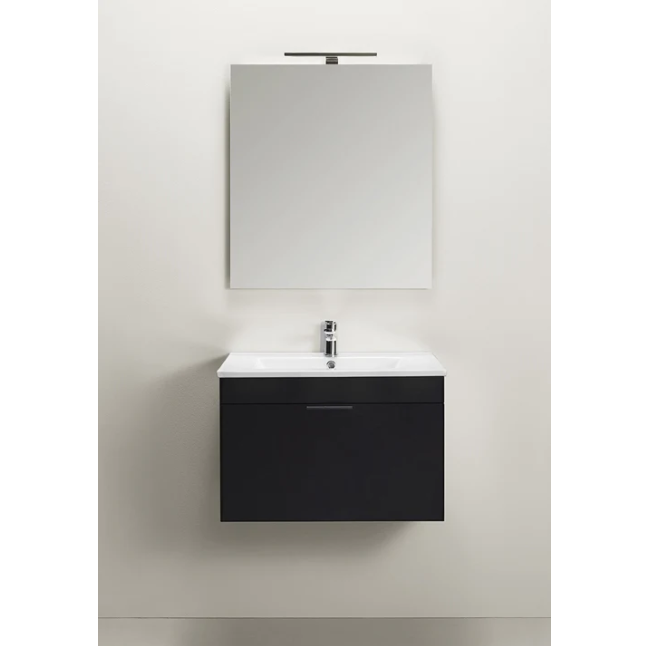 Tvättställsskåp Go 600 Svart med tvättställ och spegel Hafa - KakelExpress