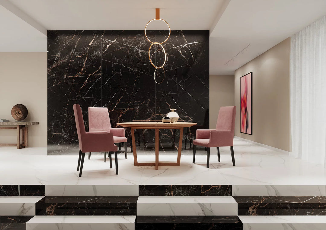 Midnight Marble Black Rect. 60x60 CM Klinker - KakelExpress