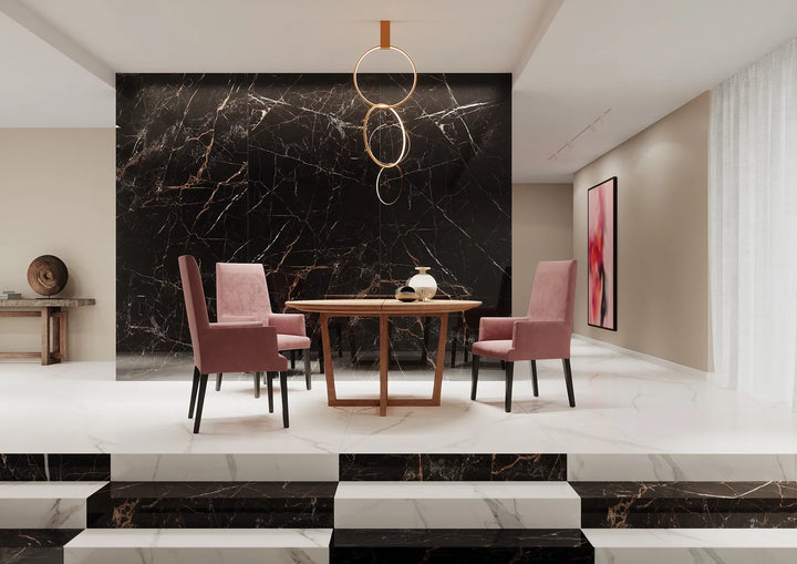 Midnight Marble Black Rect. 60x60 CM Klinker - KakelExpress