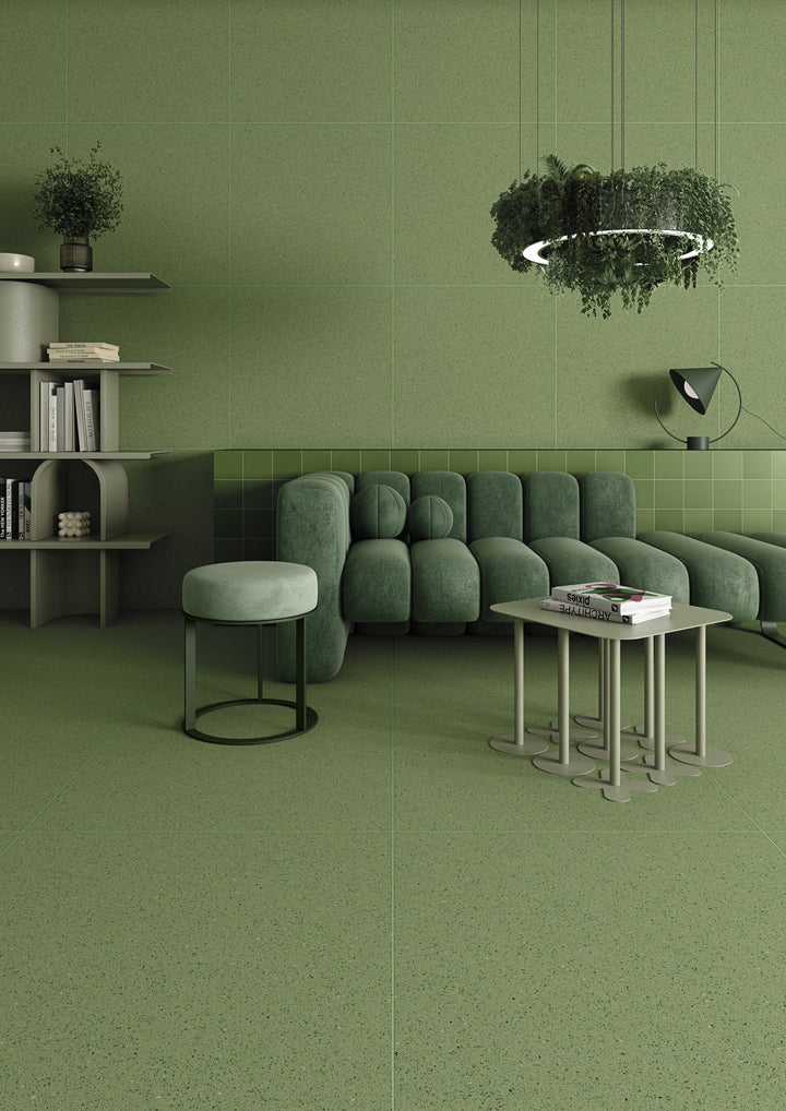 Micra Terrazzo Green Matt Rect. 60x60 CM Klinker - KakelExpress