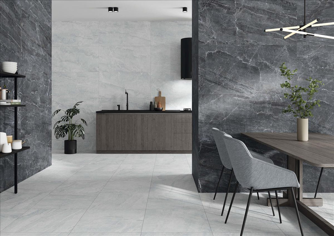 Elegant Marble Dark Grey Matt Rect. 60x60 CM Klinker - KakelExpress