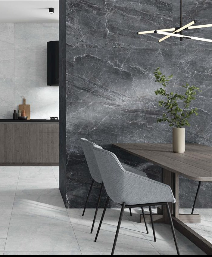 Elegant Marble Dark Grey Matt Rect. 60x60 CM Klinker - KakelExpress