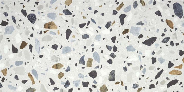 Terrazzo Stone White Matt Rect. 60X120 CM Klinker - KakelExpress