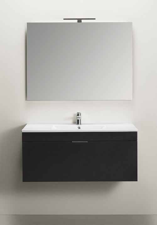 Tvättställsskåp Go 1000  svart med tvättställ och spegel Hafa - KakelExpress