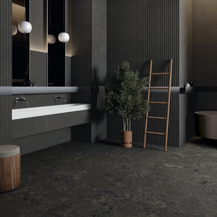 Color Black Terrazzo Matt Rect. 60x60 CM Klinker - KakelExpress