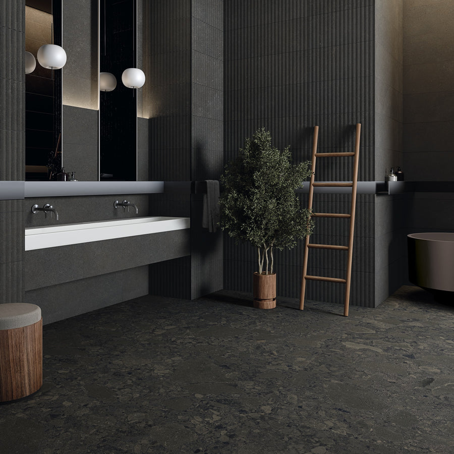 Color Black Terrazzo Matt Rect. 60x60 CM Klinker - KakelExpress