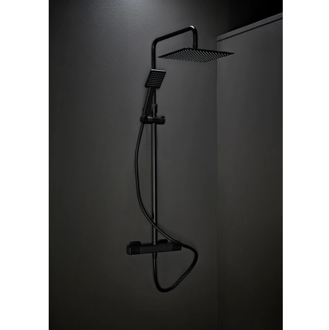 Takdusch Mix Slim Square 160CC Svart med 300x300 duschhuvud Hafa - KakelExpress