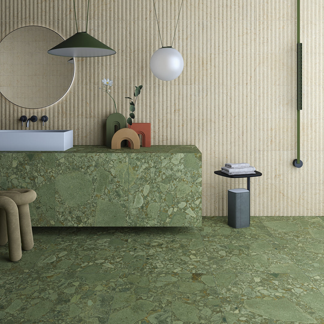 Color Green Terrazzo Matt Rect. 60x60 CM Klinker - KakelExpress