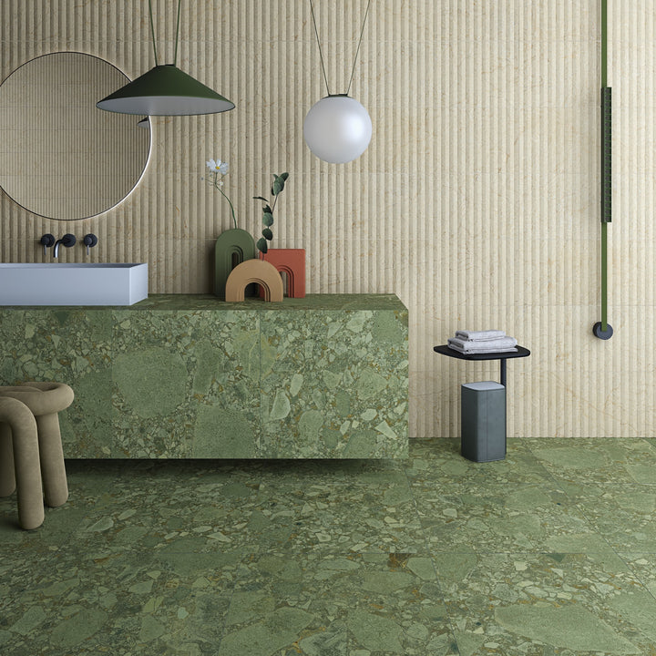 Color Green Terrazzo Matt Rect. 60x60 CM Klinker - KakelExpress