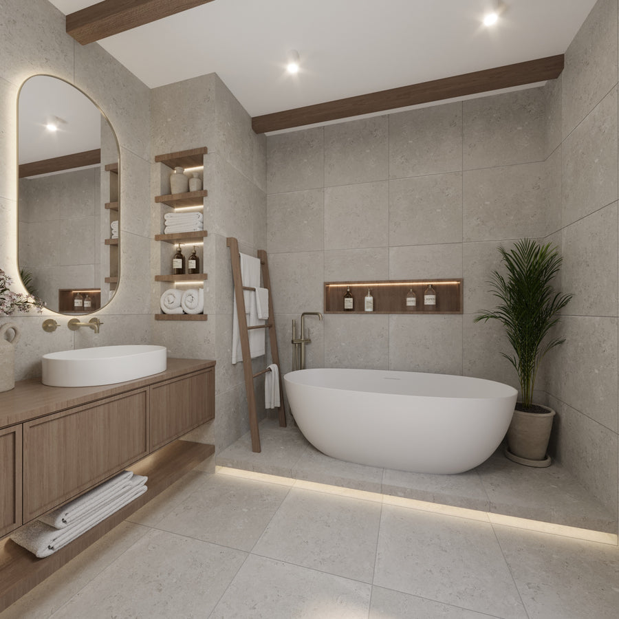 Kalksten Klinker Grå Matt Rect. 60x120 CM Klinker - KakelExpress