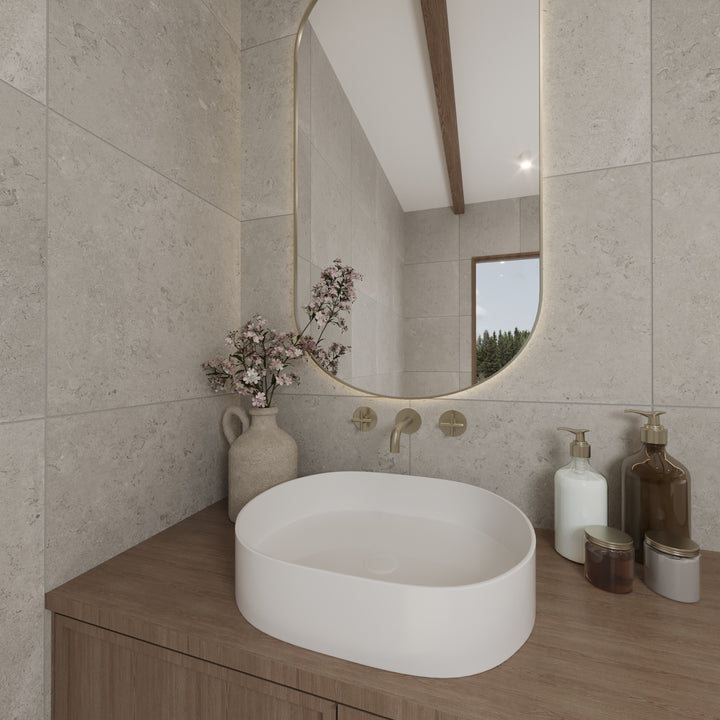 Kalksten Klinker Grå Matt Rect. 60x120 CM Klinker - KakelExpress