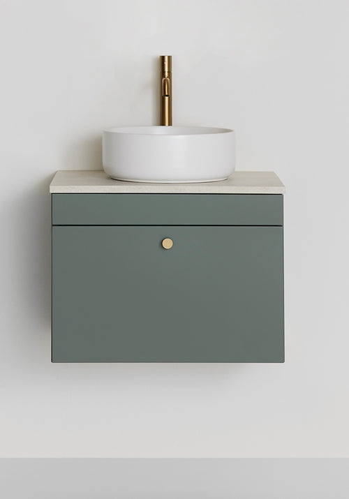 Tvättställsskåp Haze 600 Grön med bänksikva och handfat Hafa - KakelExpress