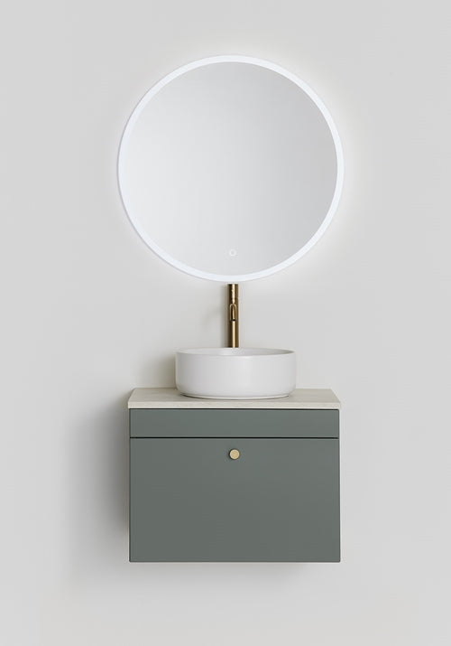 Tvättställsskåp Haze 600 Grön med bänksikva och handfat Hafa - KakelExpress