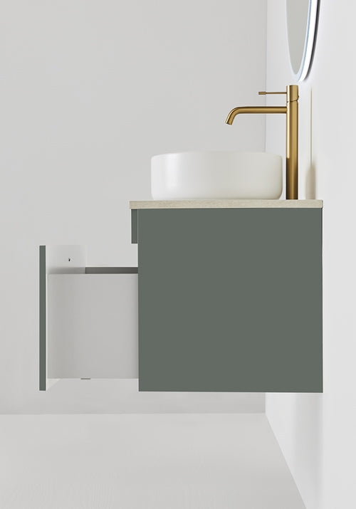 Tvättställsskåp Haze 600 Grön med bänksikva och handfat Hafa - KakelExpress