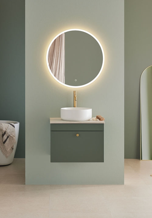 Tvättställsskåp Haze 600 Grön med bänksikva och handfat Hafa - KakelExpress