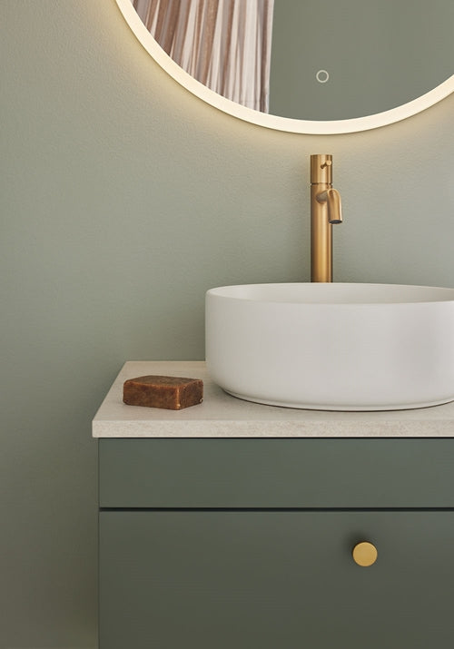 Tvättställsskåp Haze 600 Grön med bänksikva och handfat Hafa - KakelExpress