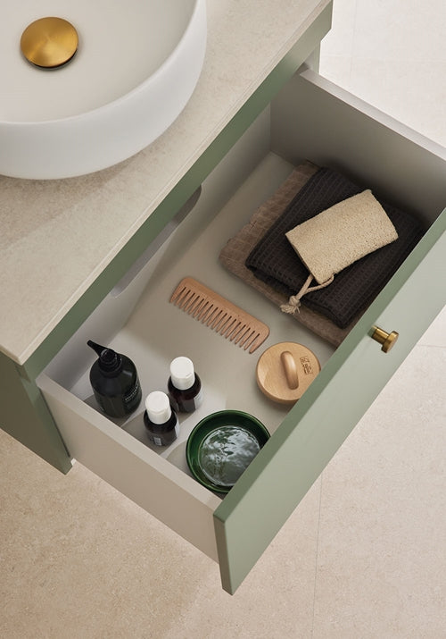 Tvättställsskåp Haze 600 Grön med bänksikva och handfat Hafa - KakelExpress