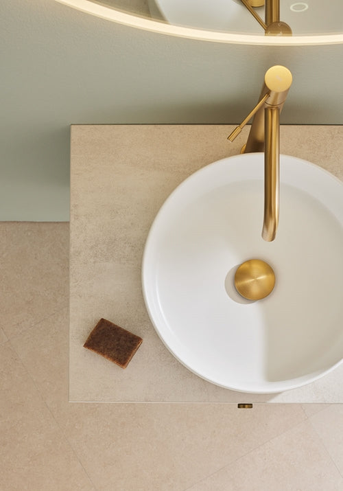 Tvättställsskåp Haze 600 Grön med bänksikva och handfat Hafa - KakelExpress