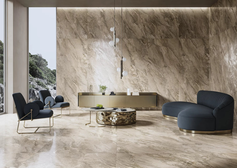 Madrid Marble Taupe Rect. 60x60 CM Klinker - KakelExpress