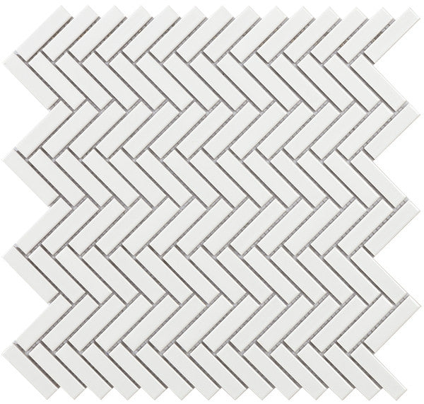 Fishbone White Glossy Mosaik - KakelExpress