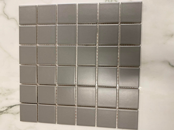 Rom Light Grey Matt 5x5 CM Mosaik - KakelExpress