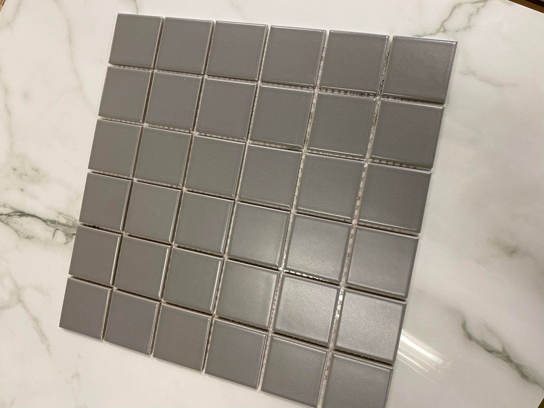 Rom Light Grey Matt 5x5 CM Mosaik - KakelExpress
