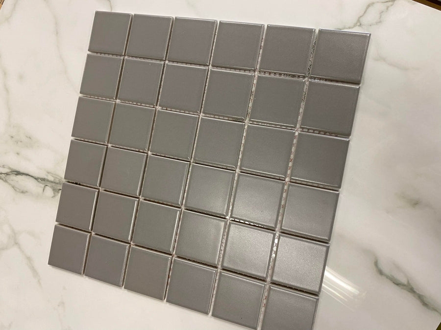Rom Light Grey Matt 5x5 CM Mosaik - KakelExpress