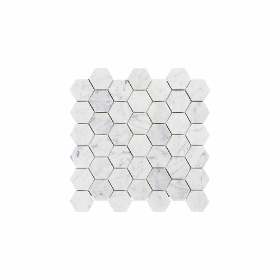 Naturstensmosaik White Marble Hexagon 45x45 MM - KakelExpress