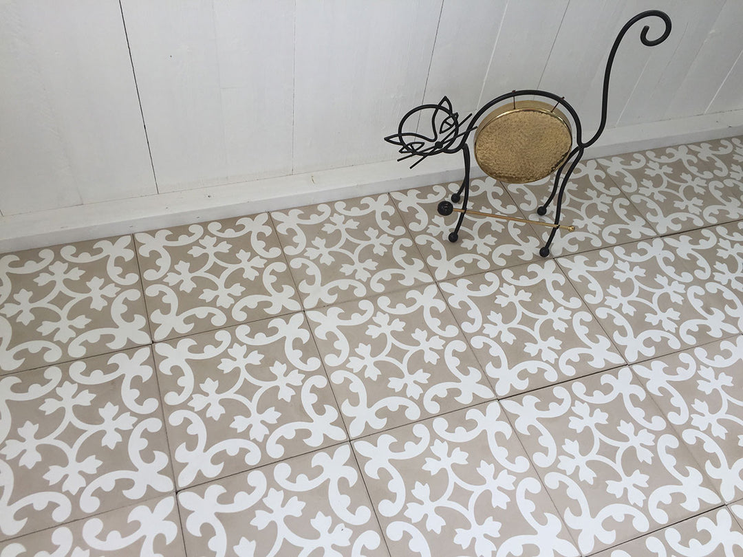 Lansa Beige 20x20 CM Äkta Marakeshplatta i Cement - KakelExpress