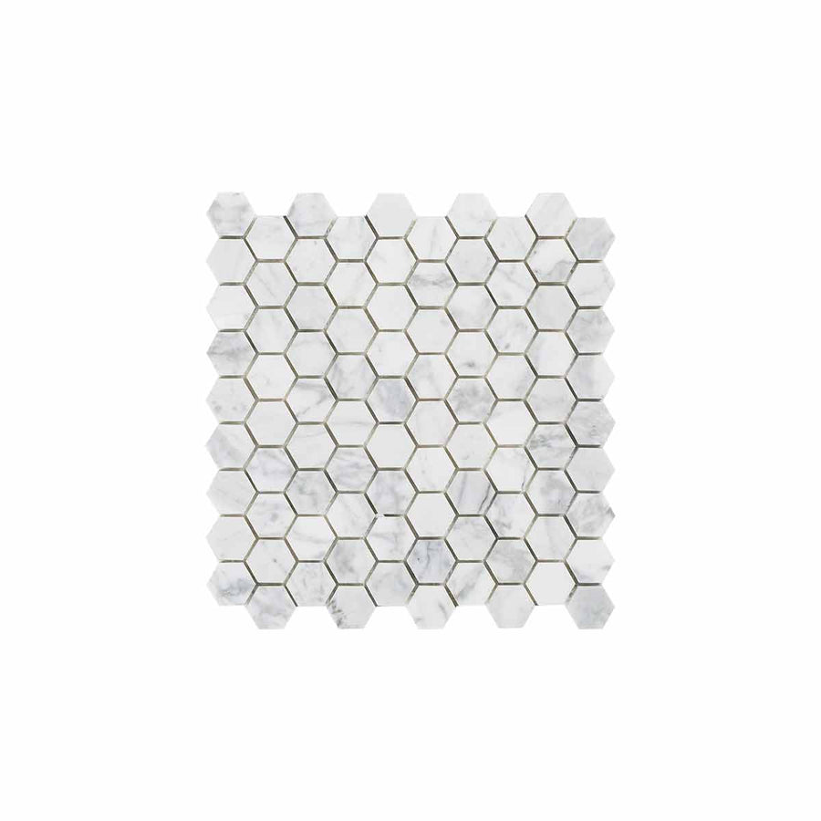 Naturstensmosaik White Marble Hexagon 30x30 MM - KakelExpress