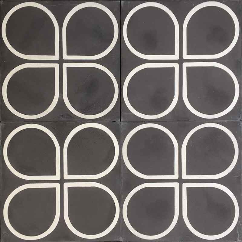 Visby Svart 20x20 CM Äkta Marakeshplatta i Cement - KakelExpress