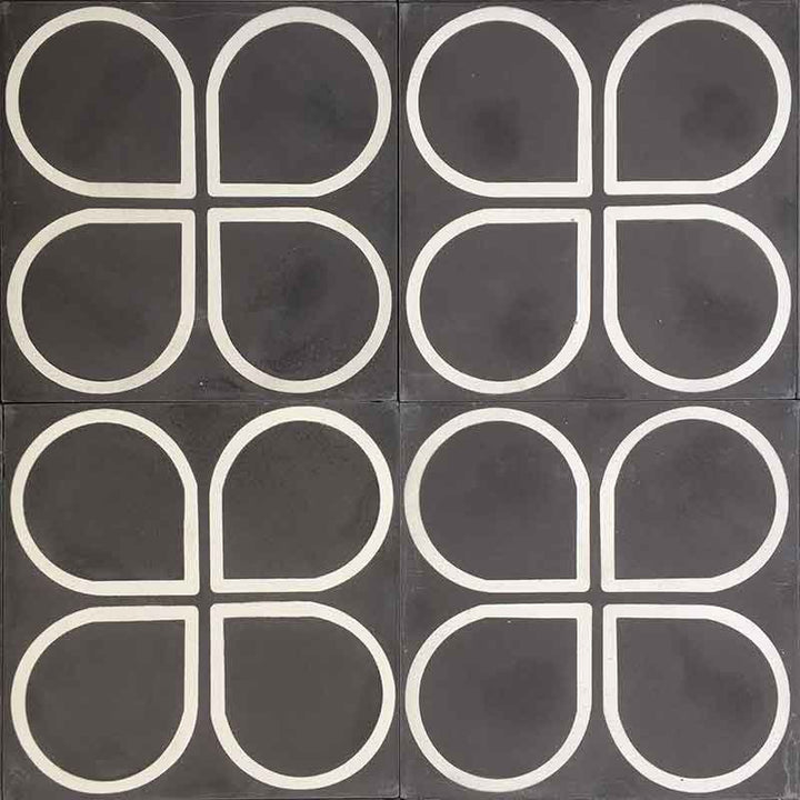 Visby Svart 20x20 CM Äkta Marakeshplatta i Cement - KakelExpress