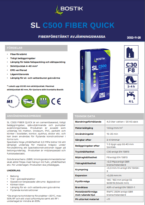 Flytspackel Bostik Fiber Quick SL C500 20 KG - KakelExpress