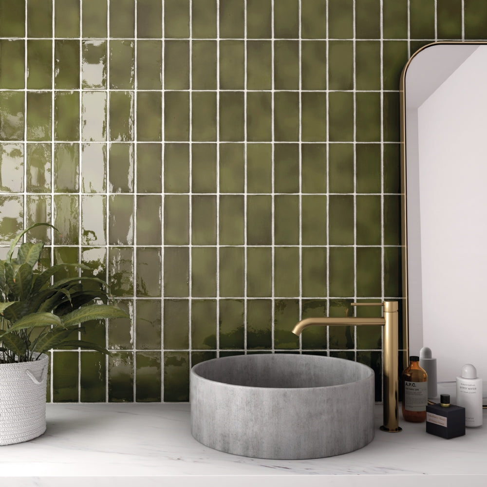 Glaciär Grön 7,5x15 CM Kakel - KakelExpress