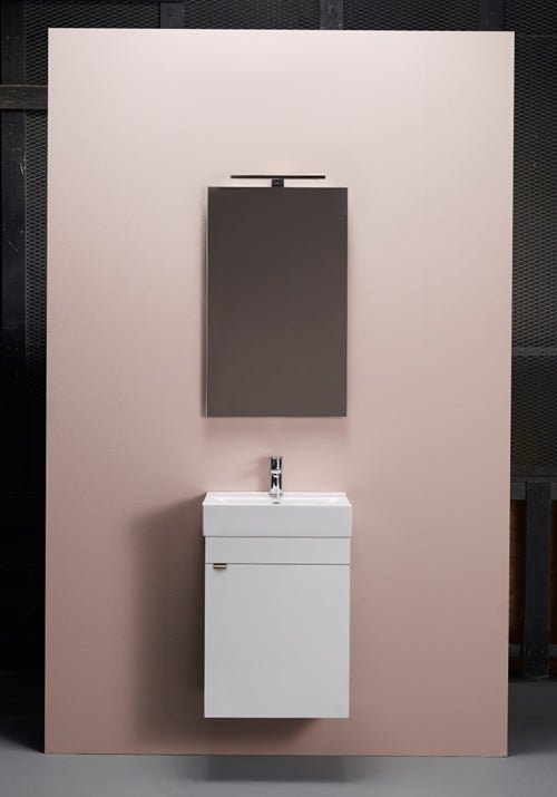 Badrumsmöbel Komplett Go 450 Vit med tvättställ, spegel, LED-lampa och handtag Hafa