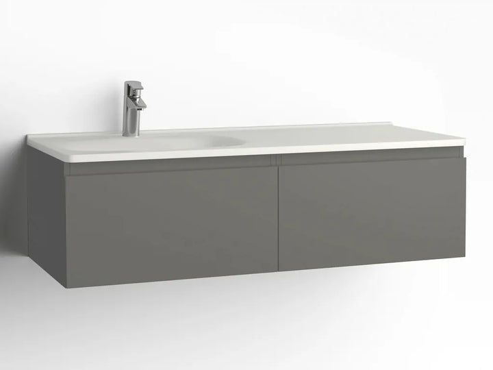 Tvättställsskåp Flow 1200 Betonggrå med 2 lådor Vedum