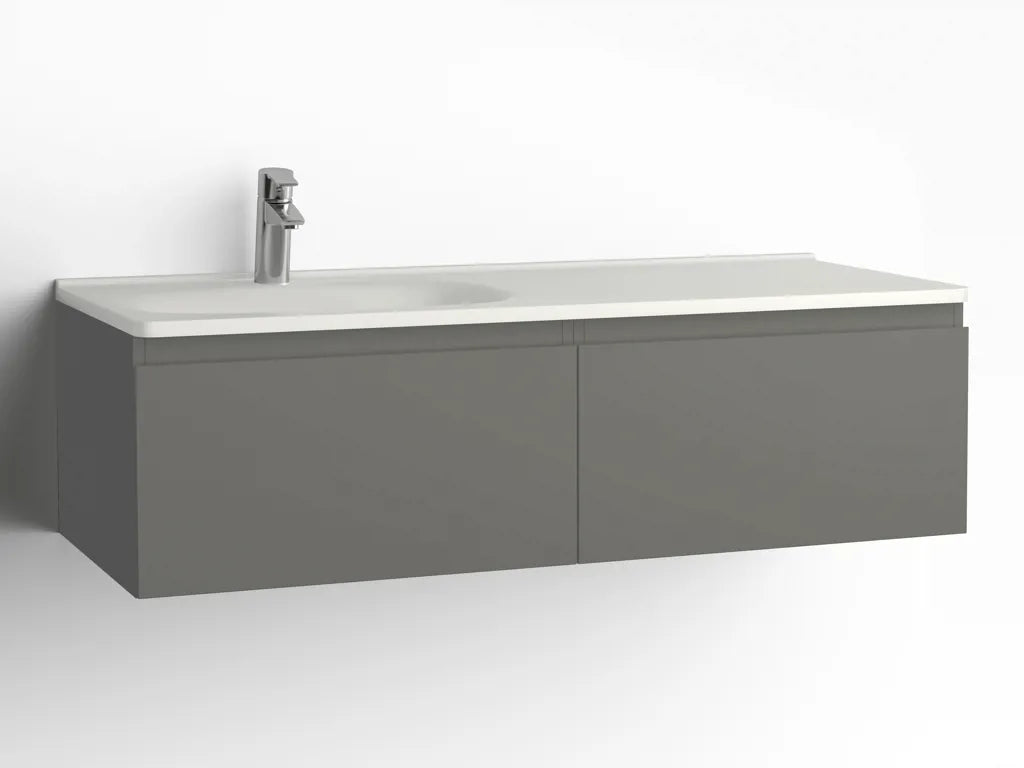 Tvättställsskåp Flow 1200 Betonggrå med 2 lådor Vedum