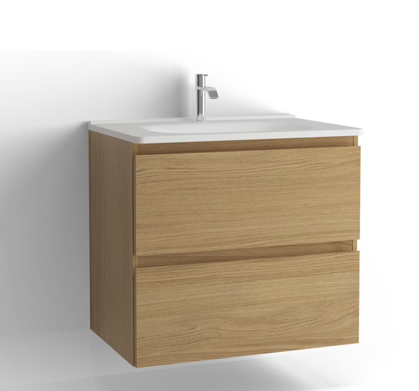 Tvättställsskåp Flow 750 Vitpigmenterad ek Vedum