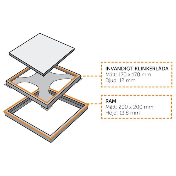 Golvbrunnssil Tile In Frame 200 Svart - TEBO - KakelExpress