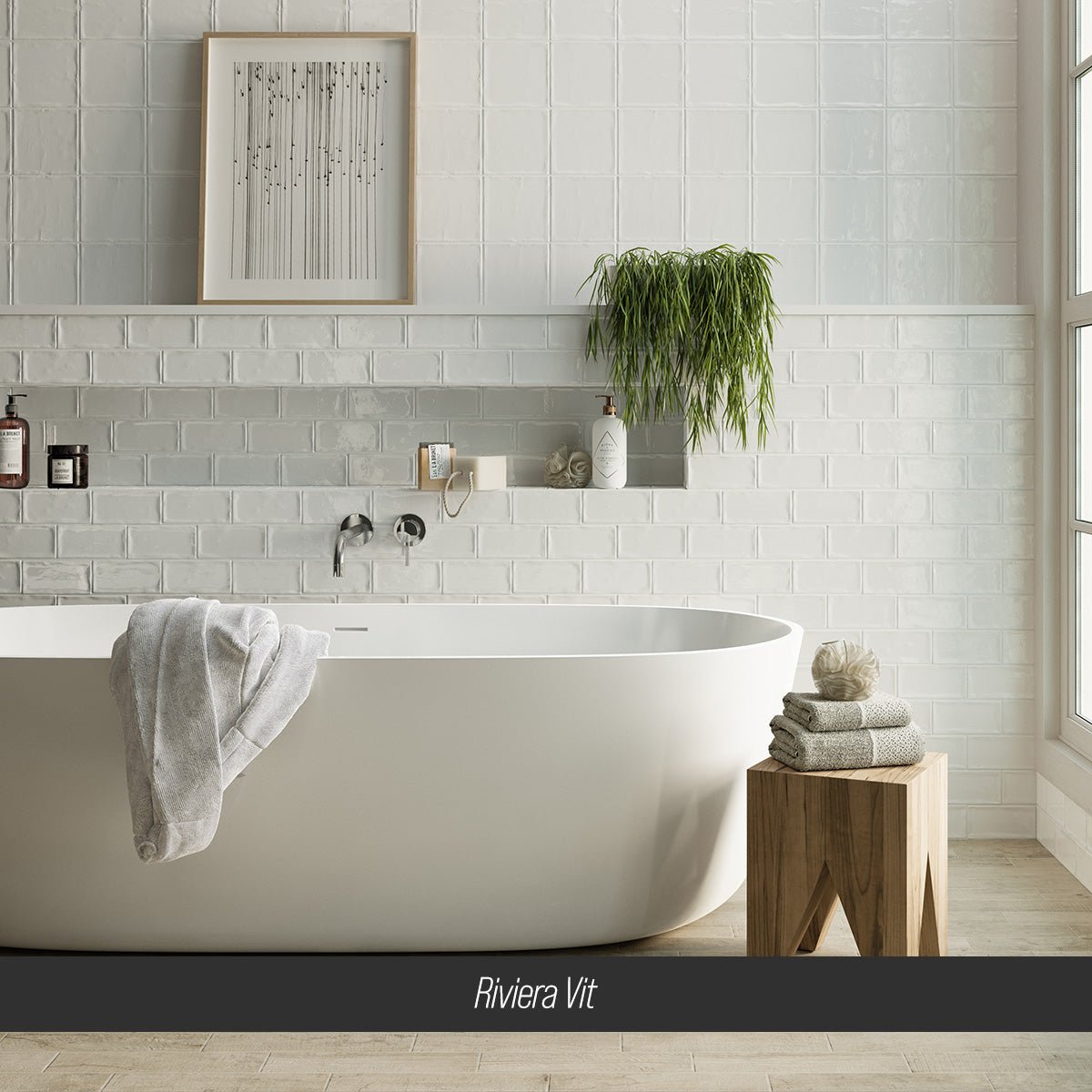 Riviera Vit 15x15 CM Kakel - tidlöst - KakelExpress