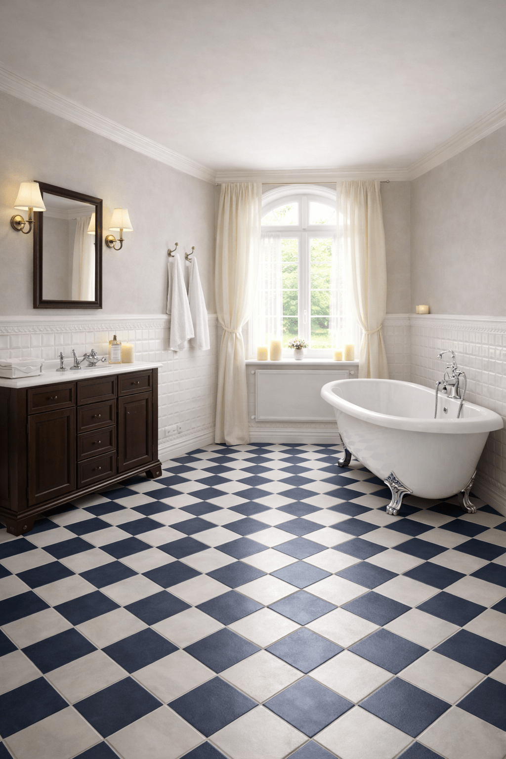 Schackrutigt Vit/Blå 20x20 CM Klinker - Trendi Kakel - KakelExpress