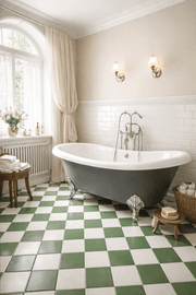 Schackrutigt Vit/Grön 20x20 CM Klinker - Trendi Kakel - KakelExpress