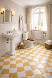 Schackrutigt Vit/Gul 20x20 CM Klinker - Trendi Kakel - KakelExpress