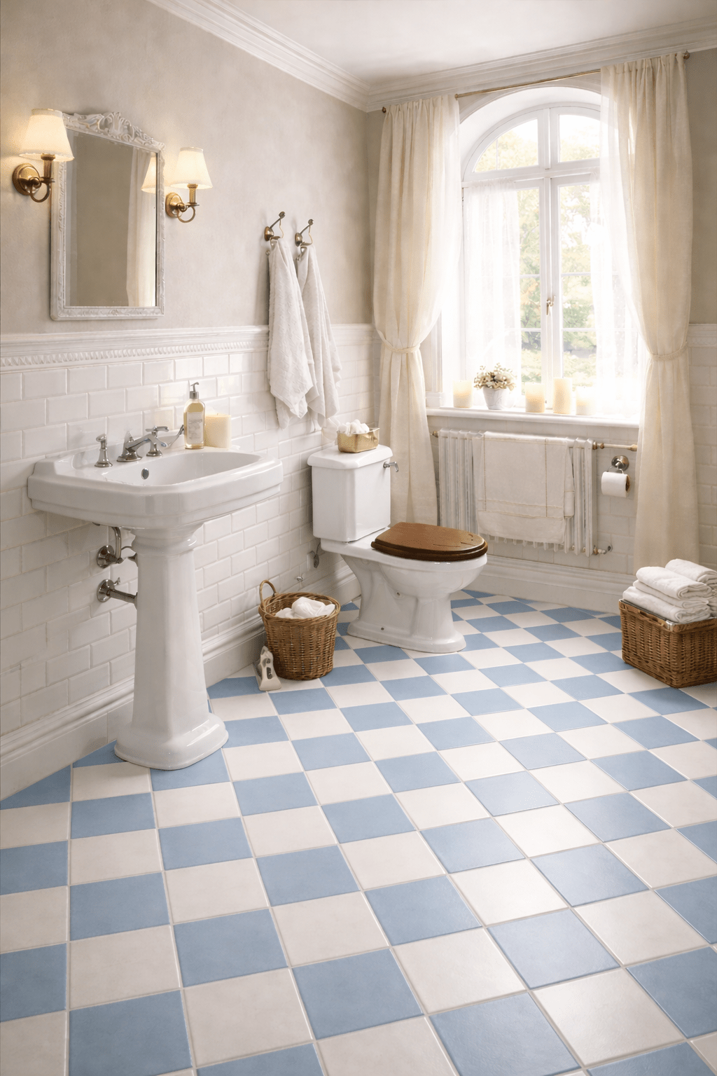 Schackrutigt Vit/Ljusblå 20x20 CM Klinker - Trendi Kakel - KakelExpress